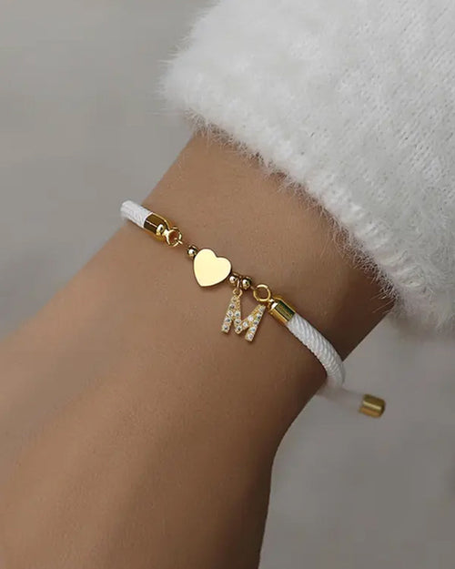 Cœur Initial Charme Lien Branché Bracelet