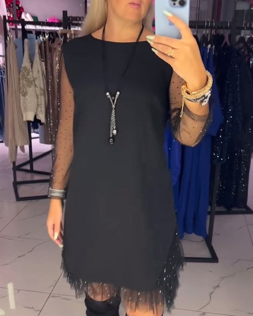 Robe Col Rond Mesh Transparent Couture