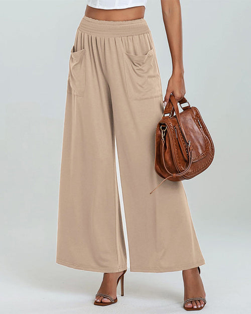 Pantalon Poche Taille Élastique Bootcut