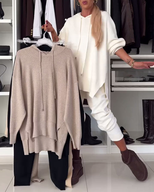 Ensemble deux pièces - pull et pantalon de couleur unie