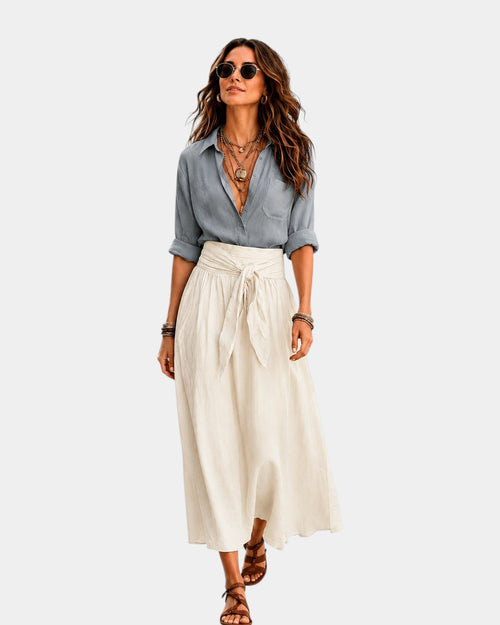 Denise | Jupe midi + chemise offerte