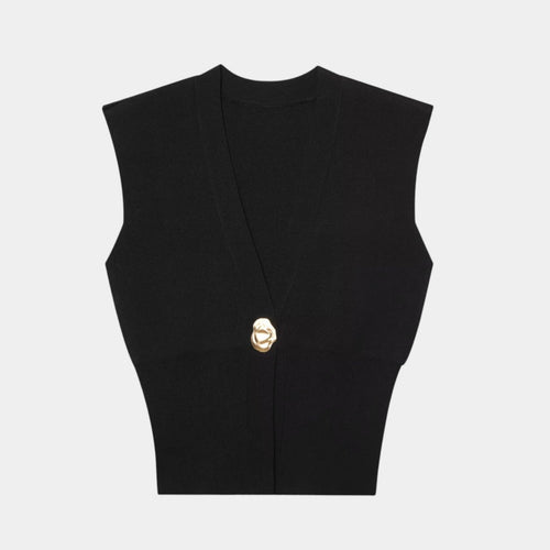 Félicie | Gilet en Tricot Détail Boutonné Col V