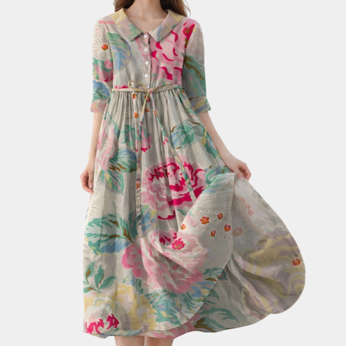 Madeleine | Robe fleurie pastel élégante