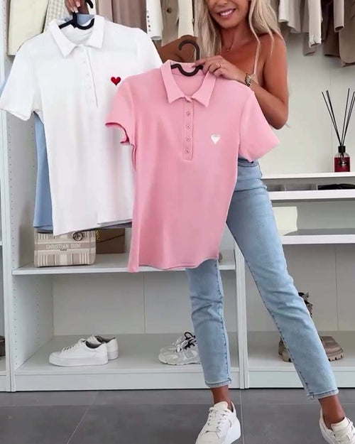 T-Shirt À Revers Polo De Couleur Unie Slim Fit