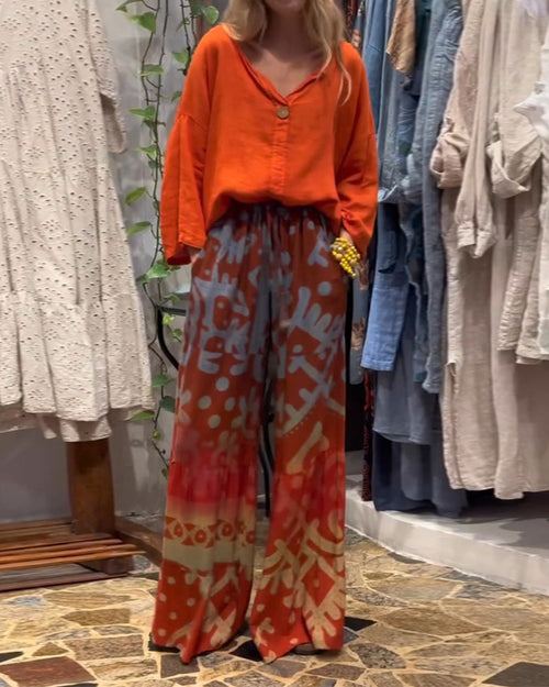 Pantalon ample ample à poches imprimées
