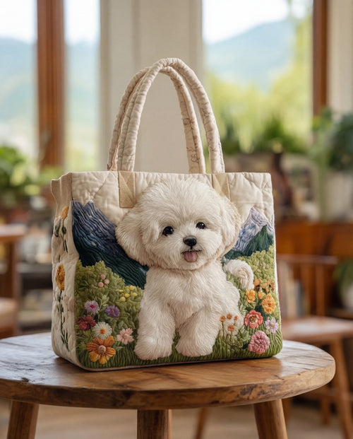 Sac À Main Artisanal Matelassé “Chien Enchanté”