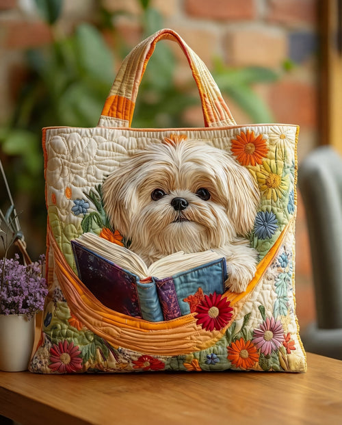 Sac Artisanal “Shih Tzu avec Livre et Fleurs”